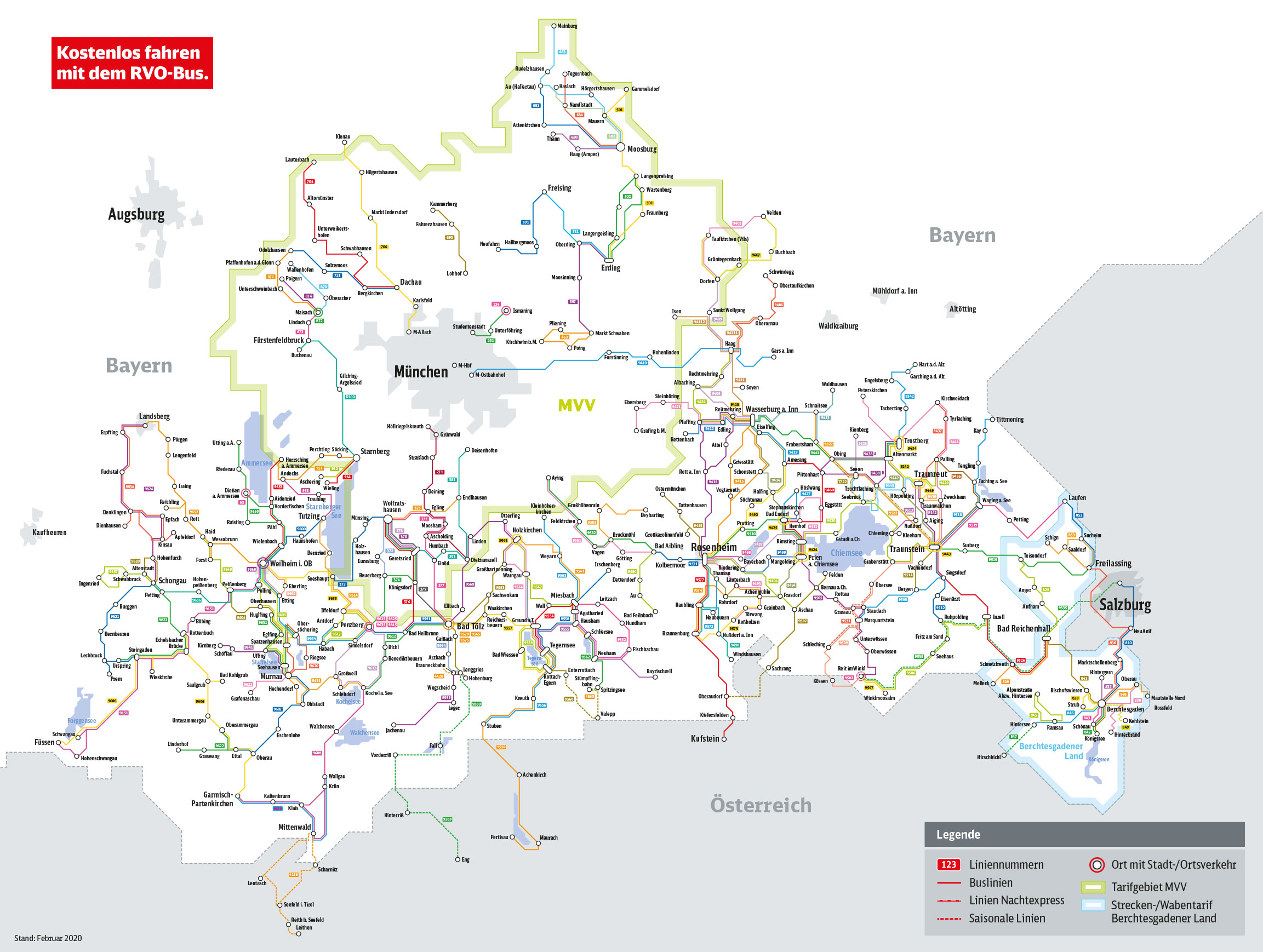 Netzplan des RVO in Oberbayern